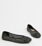 Co Wren Wide Fit Woven Flat Shoes In Black
