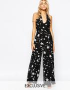 Fashion Union Halter Neck Jumpsuit In Star Print - Multi
