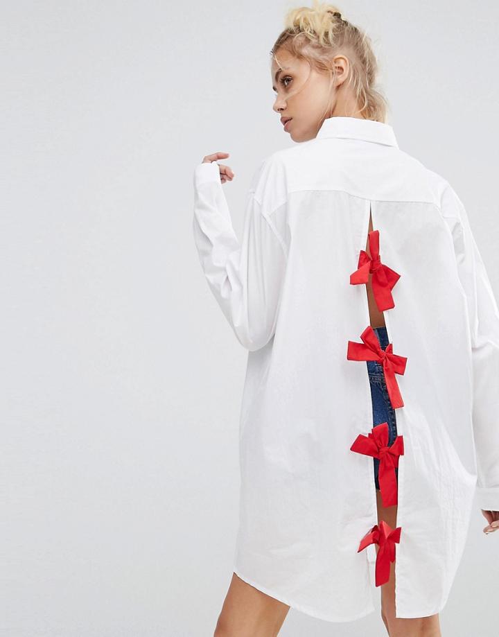 Lazy Oaf X Hello Kitty Shirt With Bow Back - White