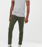 Asos Design Tall Slim Chinos In Khaki - Green