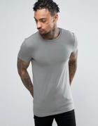 Asos Extreme Muscle Fit Crew T-shirt In Gray - Green