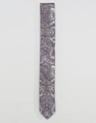Asos Slim Tie In Floral Design - Purple