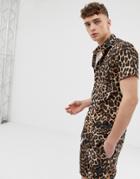 Criminal Damage Two-piece Shirt In Leopard Print - Brown