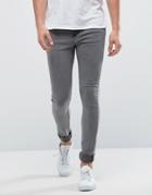 Only & Sons Super Extreme Skinny Washd Gray Jeans - Gray