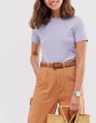 Glamorous Brown Suede Waist And Hip Jeans Belt With Resin Buckle-clear