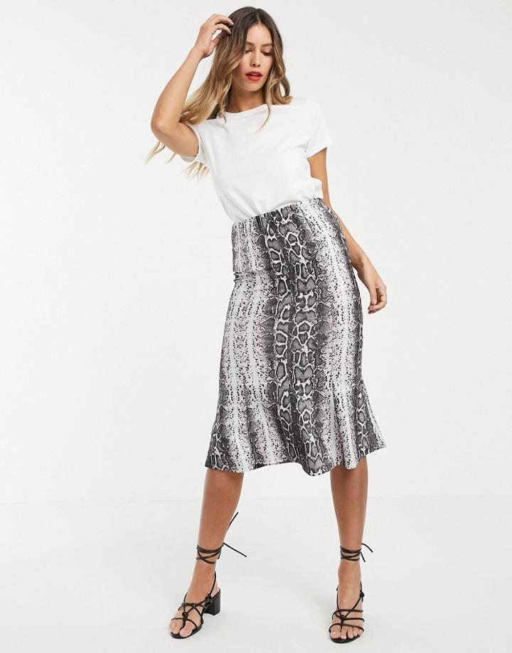 Vero Moda Snake Print Stretch Midi Skirt