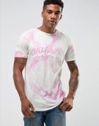 Pull & Bear T-shirt With Tie Dye Print In Pink - Red