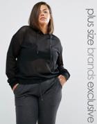One Day Plus Contrast Mesh Sweat Top - Black