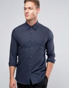 Ted Baker Tonal Check Shirt In Regular Fit - Navy