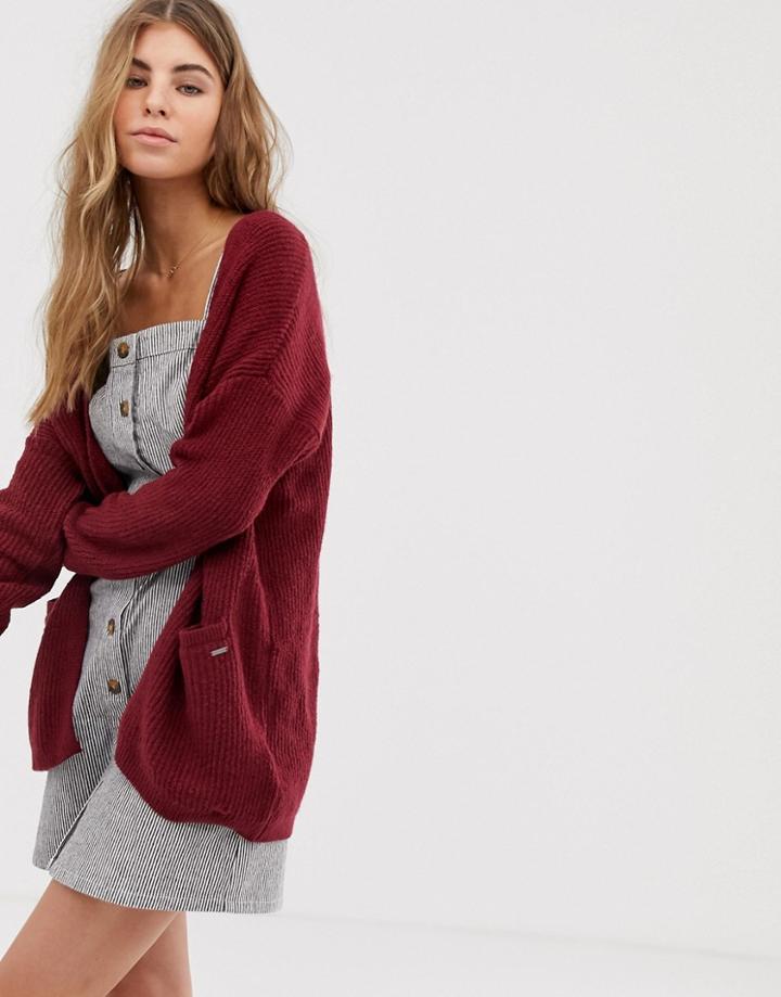 Hollister Long Line Cardigan - Red