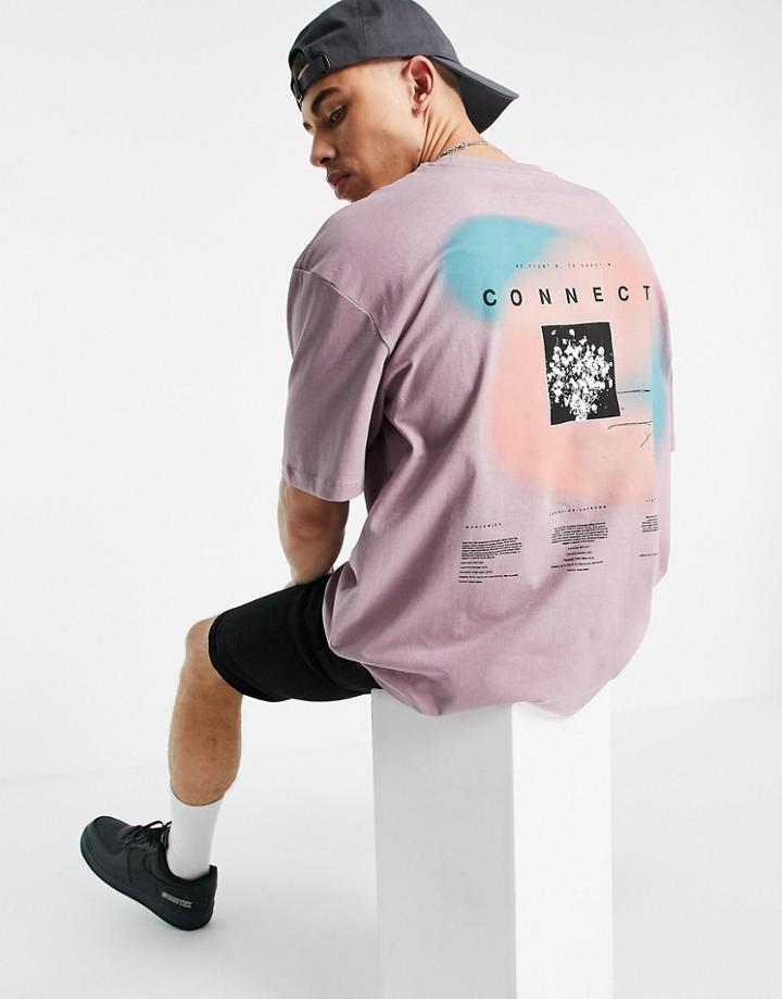 Topman T-shirt With Front And Back Print In Lilac-purple
