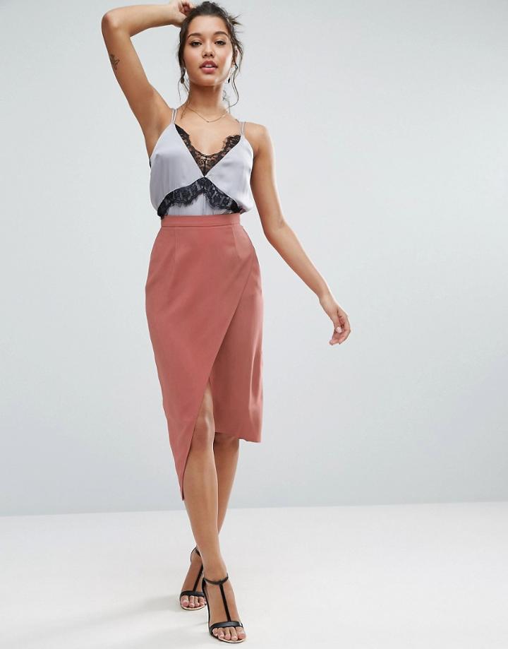 Asos Minimal Wrap Skirt - Pink