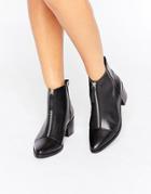 Asos Reph Leather Zip Ankle Boots - Black