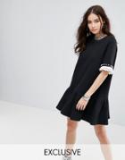 Reclaimed Vintage Inspired T-shirt Dress With Trims - Black