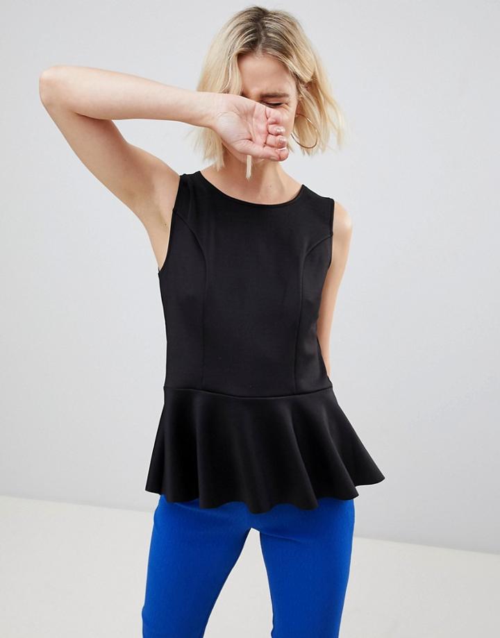 Unique 21 Black Peplum Sleeveless Top - Black
