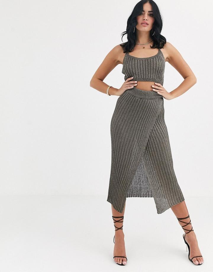 Asos Design Two-piece Metallic Knitted Cami Top