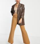 4th & Reckless Petite Satin Waistband Tailored Pant In Camel - Part Of A Set-neutral