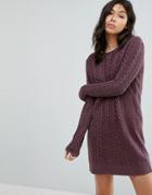 Abercrombie & Fitch Cable Knit Sweater Dress - Red