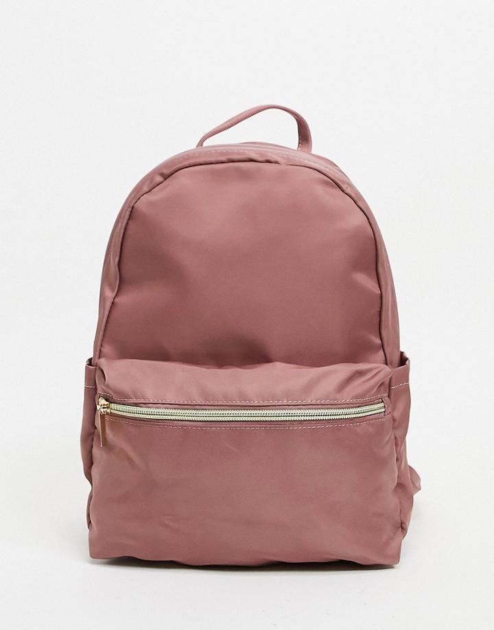 Asos Design Simple Backpack With Front Pocket In Mauve-purple
