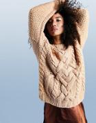 Asos Design Hand Knitted Cable Sweater In Camel-neutral