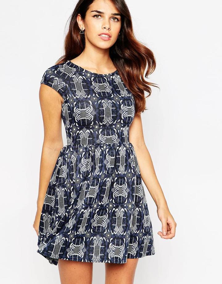 Closet Printed Cap Sleeve Dress