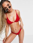 Free Society Mix And Match Scrunch Triangle Bikini Top In Red