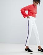 Monki Moluna Side Stripe White Jeans - White