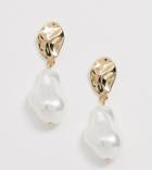Monki Pearl Detail Drop Earrings In Gold - Gold
