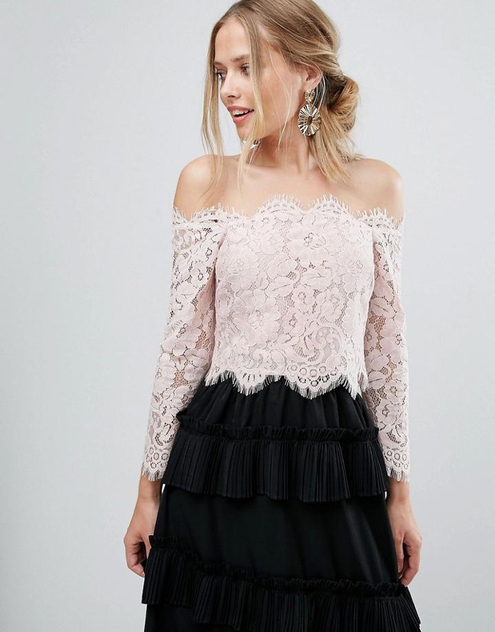 Coast Marr Lace Bardot Top - Pink