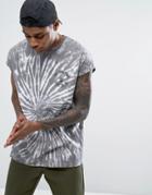 Asos Oversized T-shirt With Tie Dye And Fast Living Always Print - Black