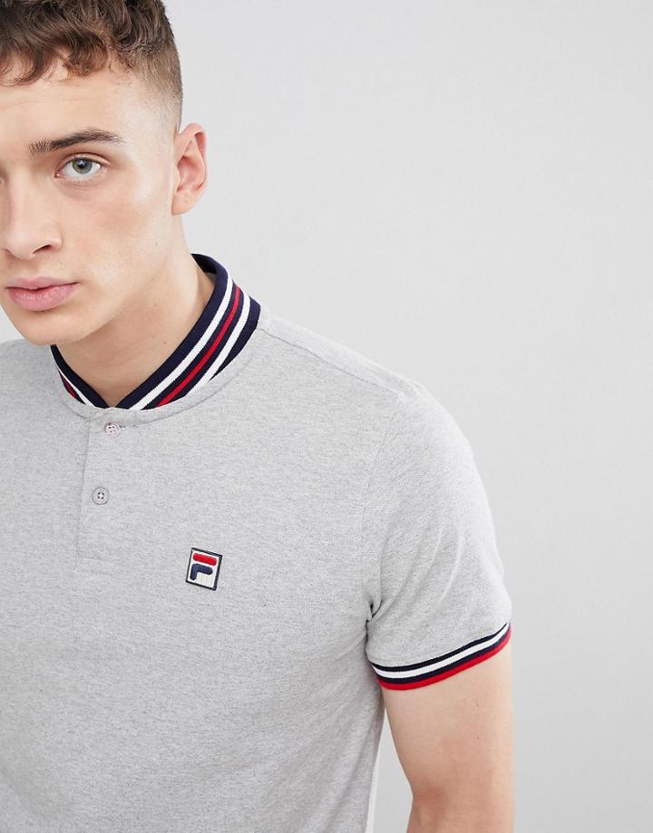 Fila Vintage Baseball Polo Shirt In Gray - Gray