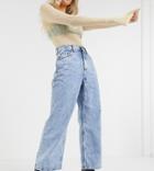 Asos Design Petite High Rise 'relaxed' Dad Jeans In Lightwash-blues