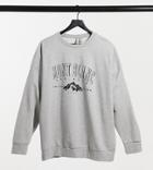 Asos Design Curve Oversized Sweatshirt With Vintage Mountain Print In Gray Marl-grey