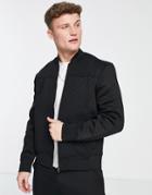 River Island Slim Embossed Bomber Jacket In Black - Part Of A Set