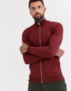 Asos Design Muscle Jersey Track Jacket In Burgundy-red