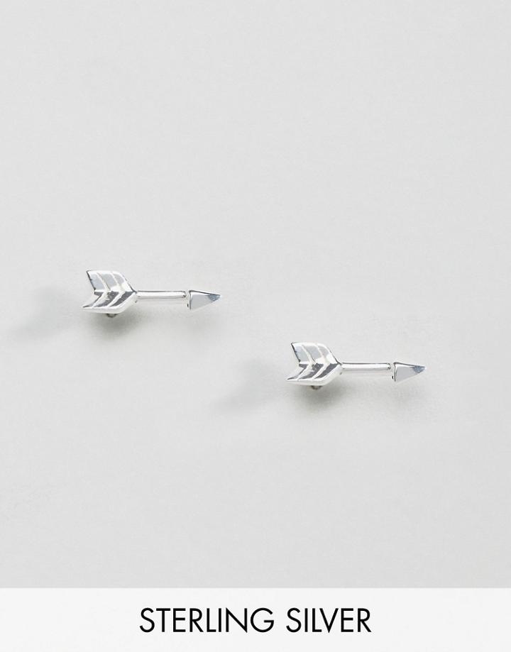 Asos Sterling Silver Arrow Stud Earrings - Silver