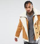 The New County Double Layered Biker Jacket In Faux Shearling - Tan