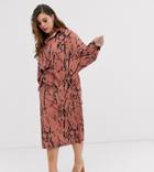 Another Reason Plus Relaxed Boyfriend Shirt In Abstract Print Two-piece-brown