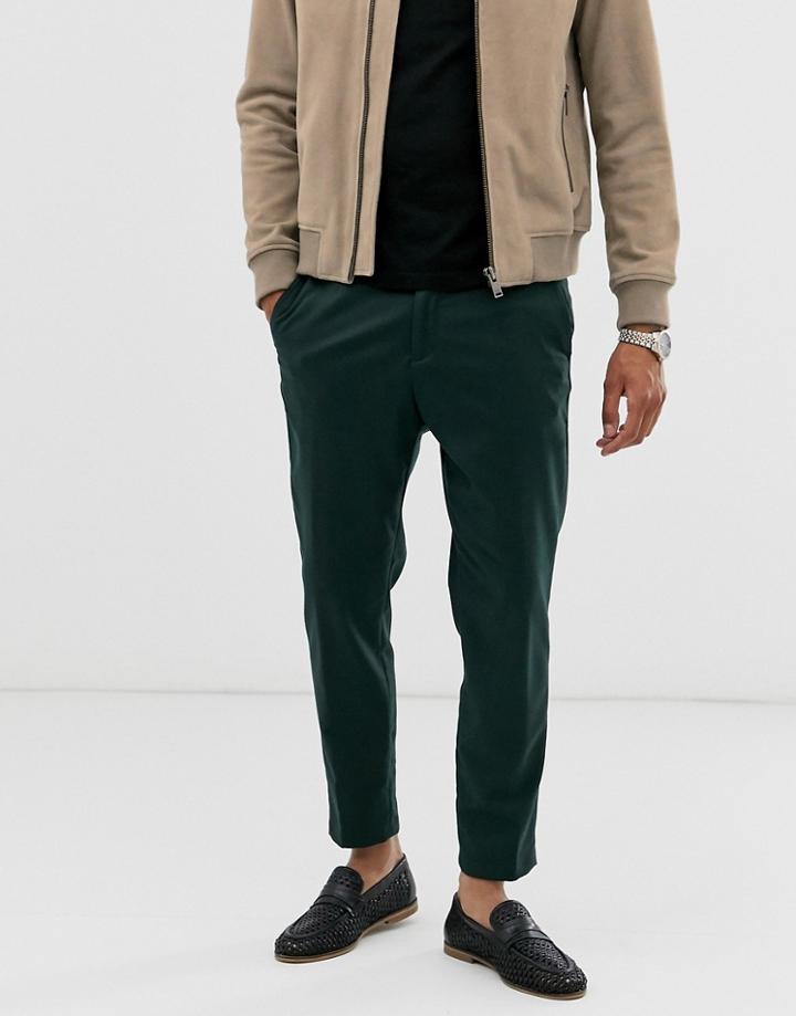 Moss London Pants With Elastic Waist In Green