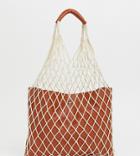 Reclaimed Vintage Inspired Net Shopper With Pu Inner And Handle-brown