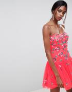 Asos Edition Bandeau Tulle Embellished Mini Dress - Pink
