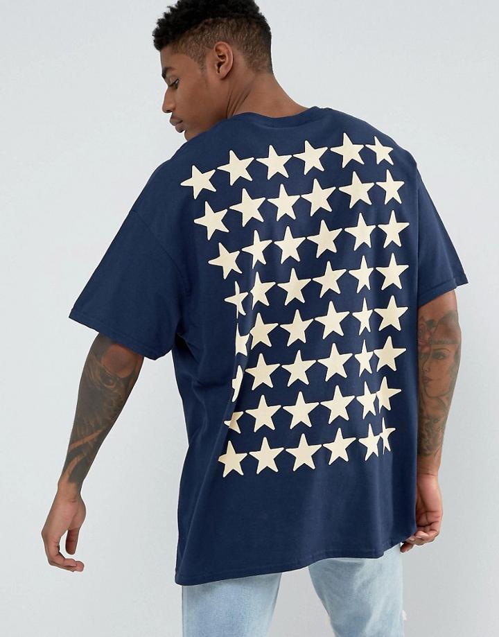 Hnr Ldn Oversized Star Back Print T-shirt - Navy