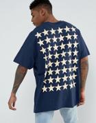 Hnr Ldn Oversized Star Back Print T-shirt - Navy