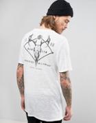 Asos Linen Look Longline T-shirt With Skull Back Print - White