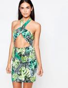 Rare Printed Wrap Over Dress - Multi Green