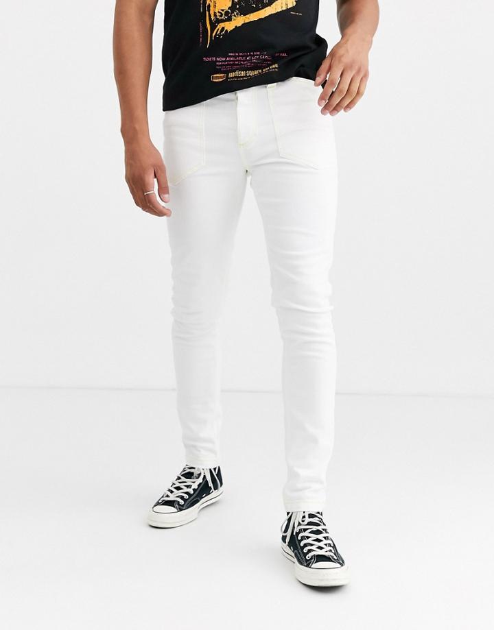 Heart & Dagger Skinny Jeans In White With Contrast Stitch