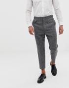 Asos Design Tapered Smart Pants In 100% Wool Harris Tweed Check - Gray