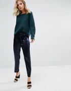 J.o.a Satin Drawstring Pants - Navy