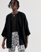 Asos Design Knitted Kimono Jacket In Black