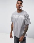 Asos Oversized T-shirt With Tonal Slogan Print - Gray